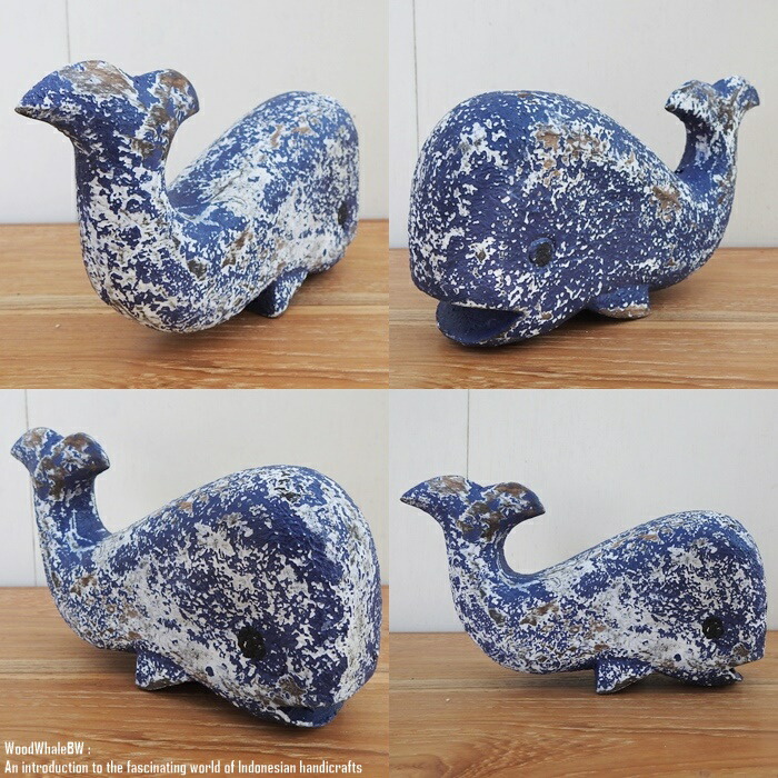 楽天市場】[ポイント2倍]木製オブジェ クジラ S 20cm ブルーウォッシュ
