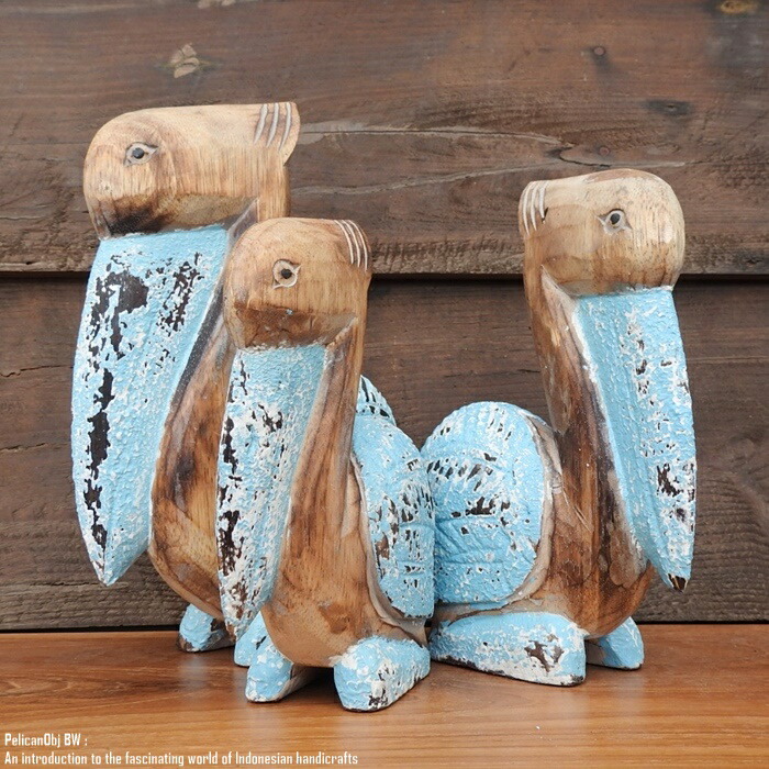 楽天市場】[ポイント2倍]木製オブジェ ペリカンさん 25cm ブルー
