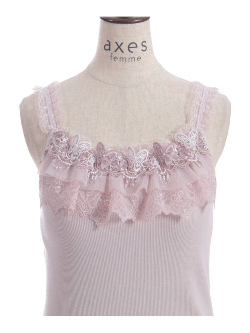 楽天市場】カップ付き蝶々レースキャミ axes femme アクシーズファム