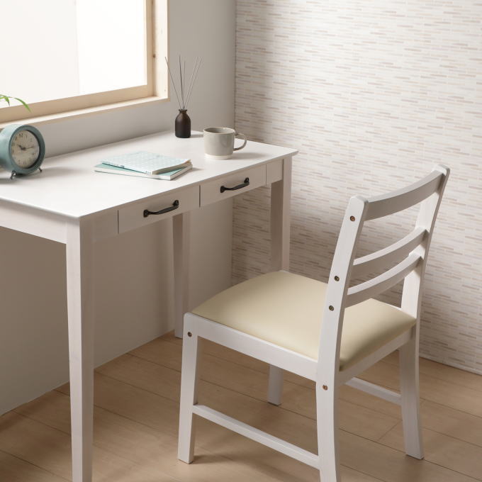 楽天市場】デスク 幅90cm 単品 ホワイト家具 白い家具 引出し 可愛い