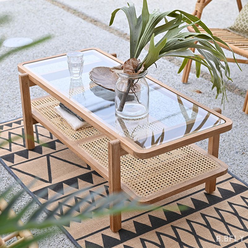 ラタン ヴィンテージ ラタンテーブル ガラスローテーブル ヤマカワ