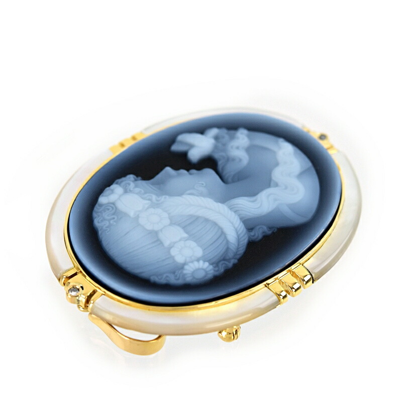 楽天市場】カメオ 2WAY ブローチ ペンダントトップ ブルー系 シェル