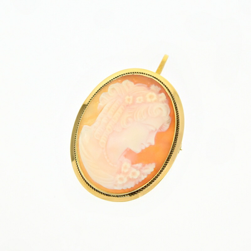 楽天市場】カメオ ブローチ 18金 K18YG イエローゴールド シェルカメオ