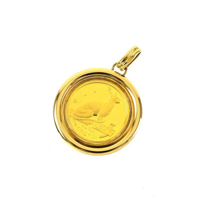 楽天市場】マン島キャットコイン ペンダントトップ K24×K18 キャット