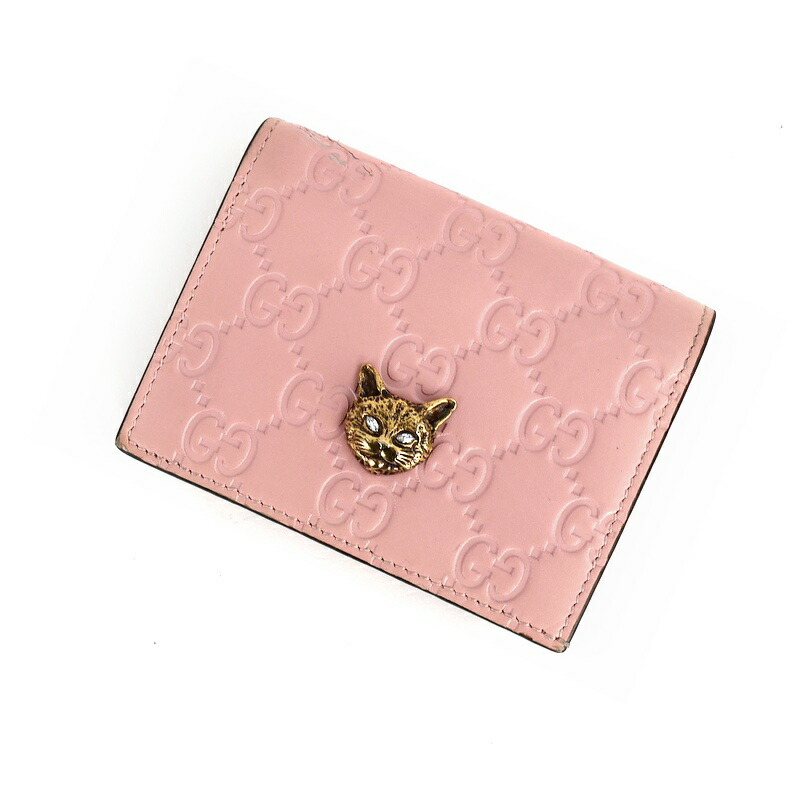 楽天市場】グッチ 財布 二つ折り レディース ピンク キャット