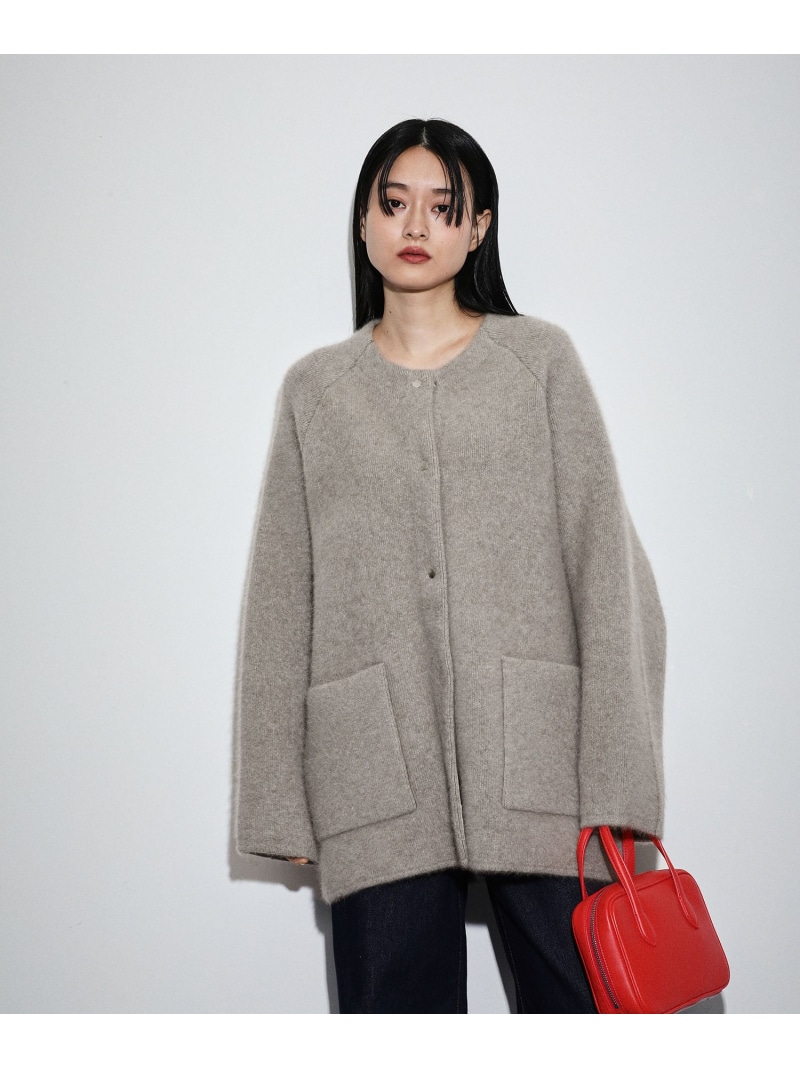 楽天市場】ダブルフェイスファーミドルニットカーディガン ADAM ET