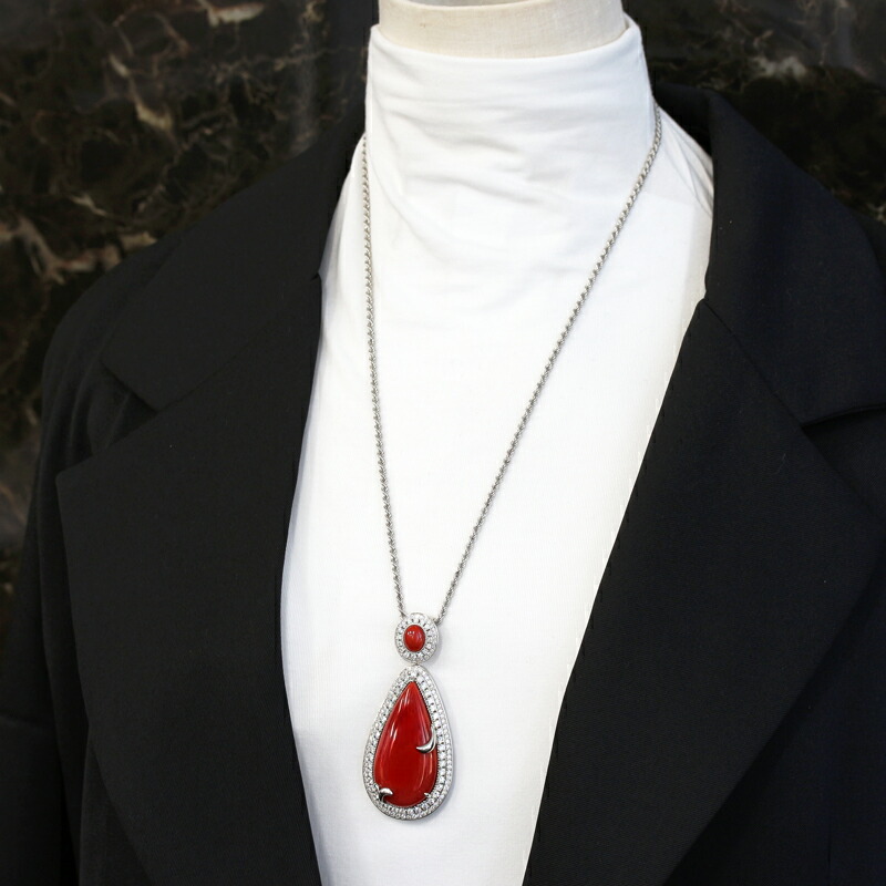 楽天市場】赤珊瑚 74.79ct/2.12ct ネックレス PT900/850 プラチナ