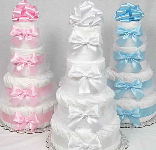 楽天市場】2月28日（土）☆発送可能☆おむつケーキ4段サテン【土曜日