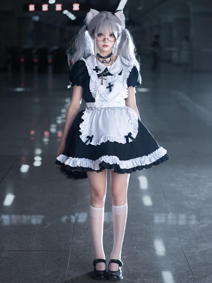 楽天市場】メイド服 ゴスロリ コスプレ セット 十字架 ゴシック系