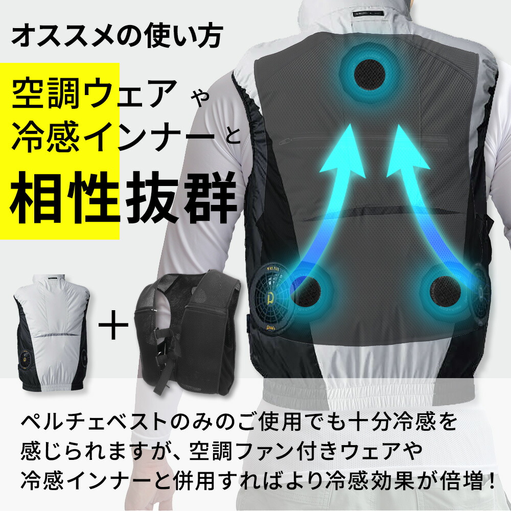 楽天市場】最新モデル ペルチェベスト 温冷切替 デバイス3個付