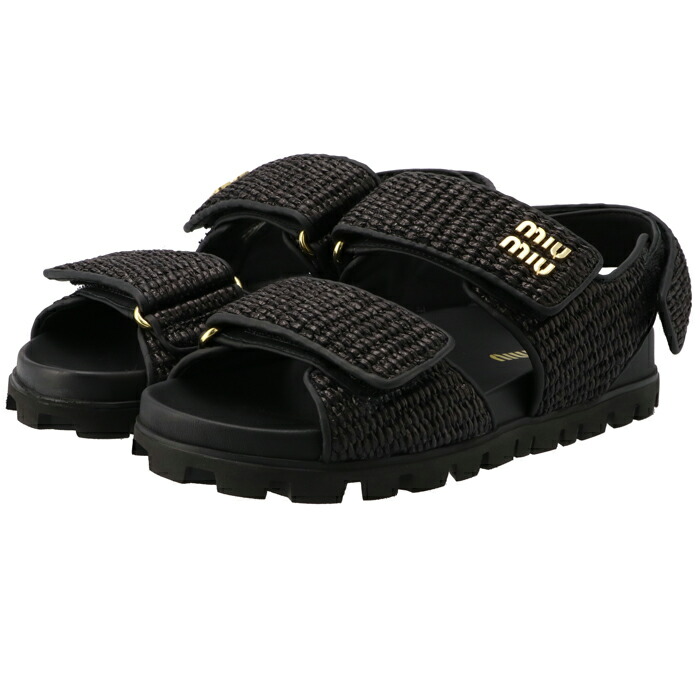 楽天市場】ミュウミュウ MIU MIU スポーツサンダル ロゴ ラフィア