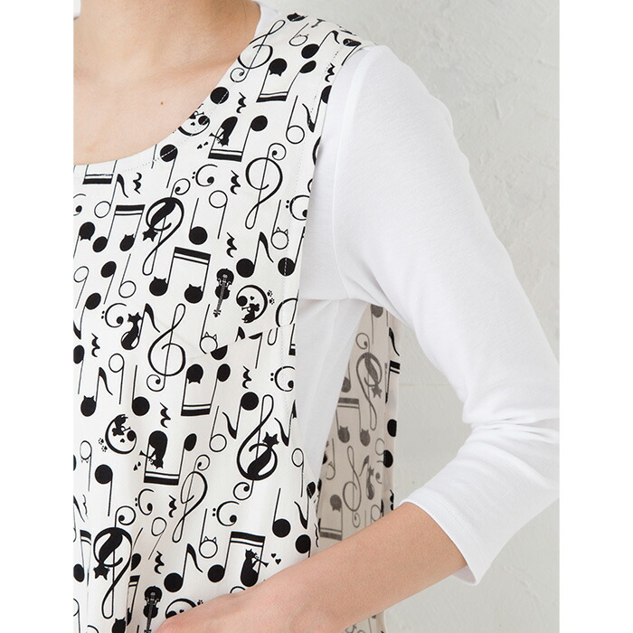 楽天市場】エプロン 猫柄 動物 かぶるだけ ねこ 肩の凝らない 音符