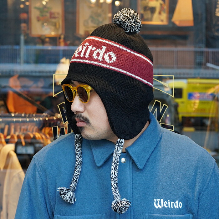 楽天市場】WEIRDO ウィアード /「FLAME - EARMUFFS KNIT CAP / BLACK