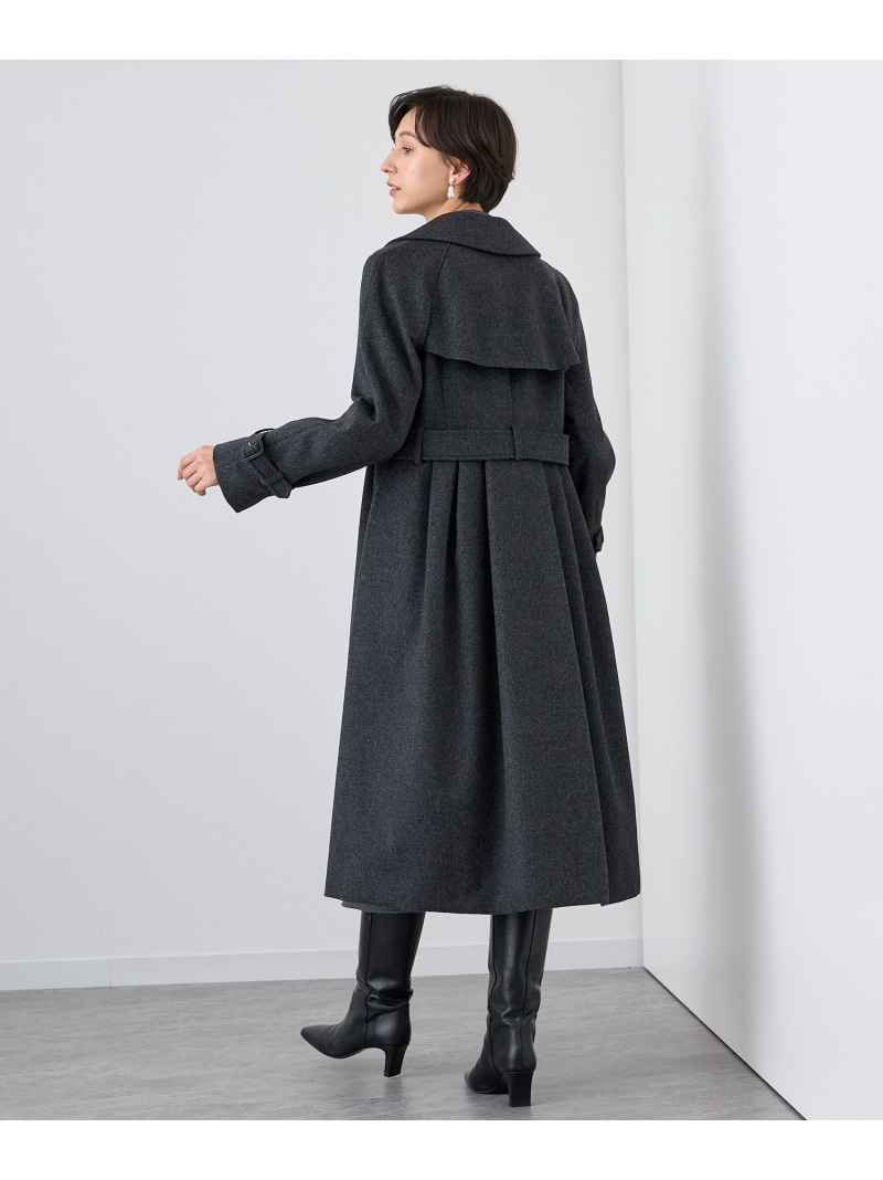 アナイ 38 ウール シャギー カシミヤ ノーカラー コート アナイ 38