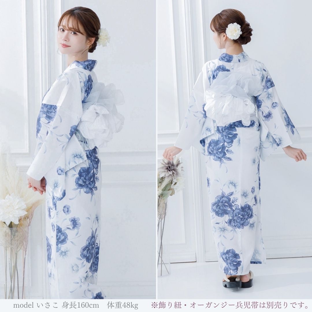 楽天市場】レディース 浴衣 4点set 4点セット 白地 あじさい 花柄