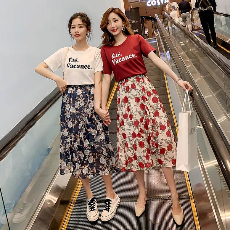 楽天市場】セット Tシャツフラワースカート カジュアル セットアップ