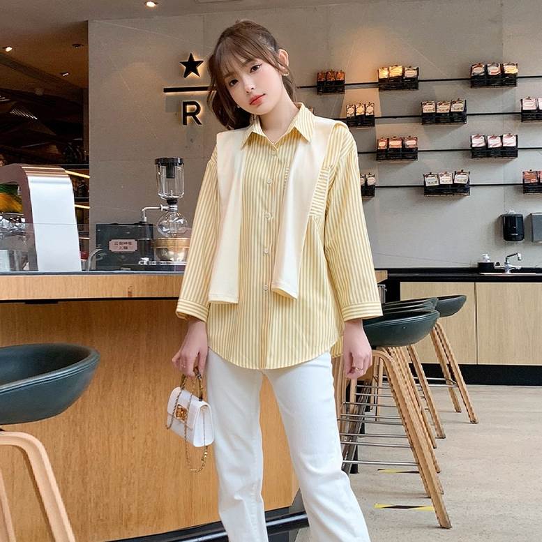 楽天市場】肩掛け付きストライプシャツ トップス レディース シャツ