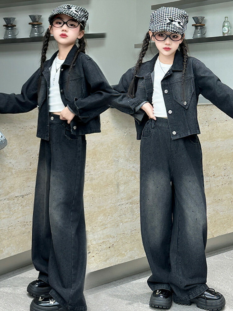 楽天市場】キラキラ 女の子 セットアップ ピンク ブラック デニム