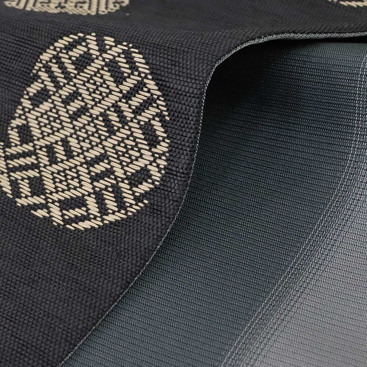 楽天市場】宝来屋 半幅帯 紙こぎん四寸 -30B- 円菱 黒 米沢織 長尺 絹