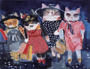 楽天市場】久下 貴史 絵画・アート(版画額装品)/猫セレブと街/ねこ