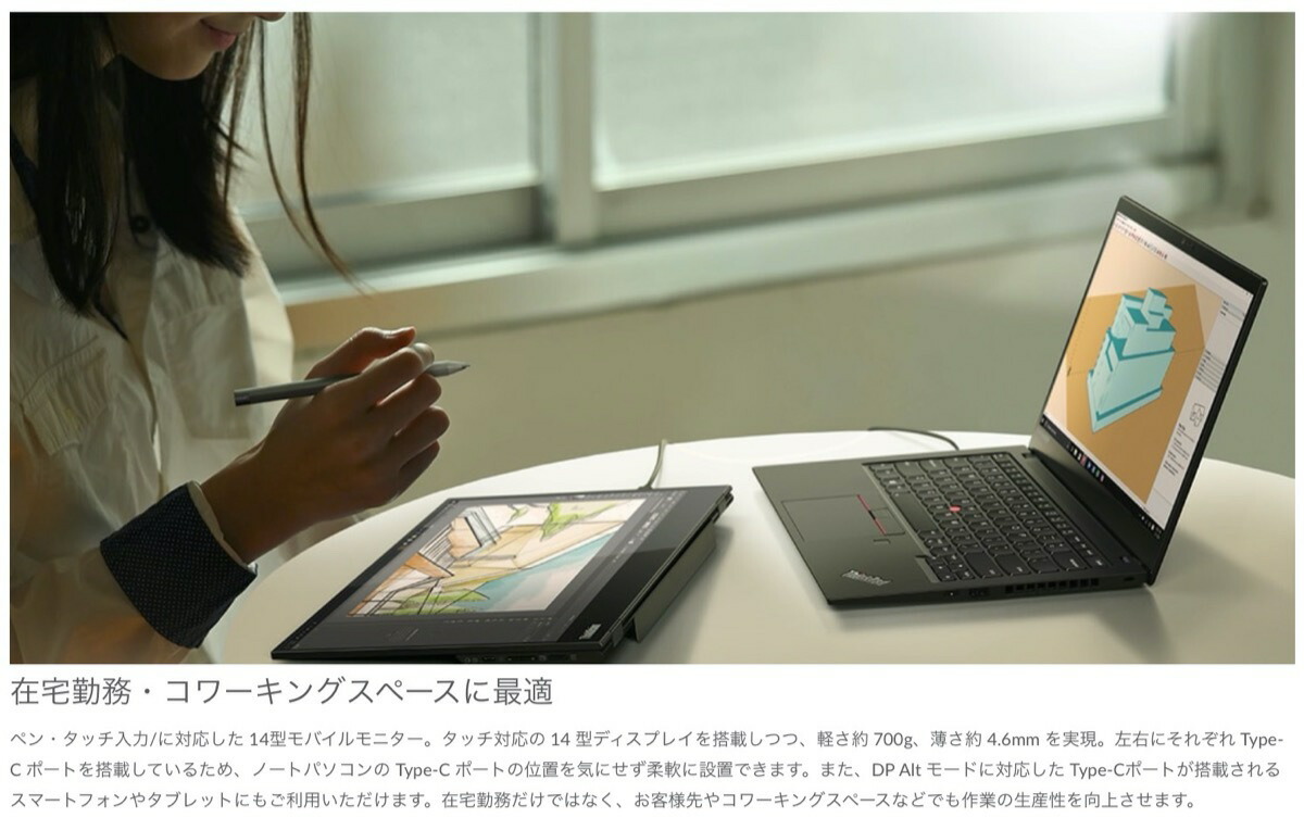 楽天市場】Lenovo 62A3UAR1JP ThinkVision M14t 10点 マルチタッチ対応