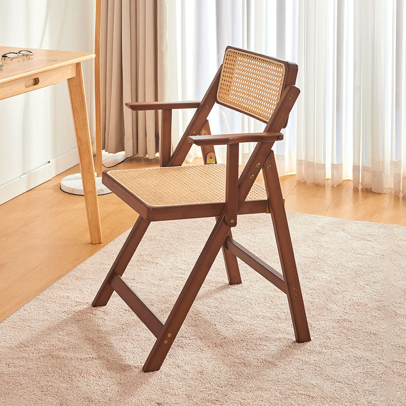 楽天市場】ダイニングチェア 肘付き 完成品 1脚 ラタン 折り畳み