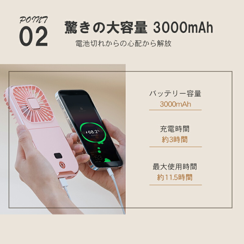 楽天市場】ポイント最大8倍☆手持ち扇風機 ハンディファン 首かけ