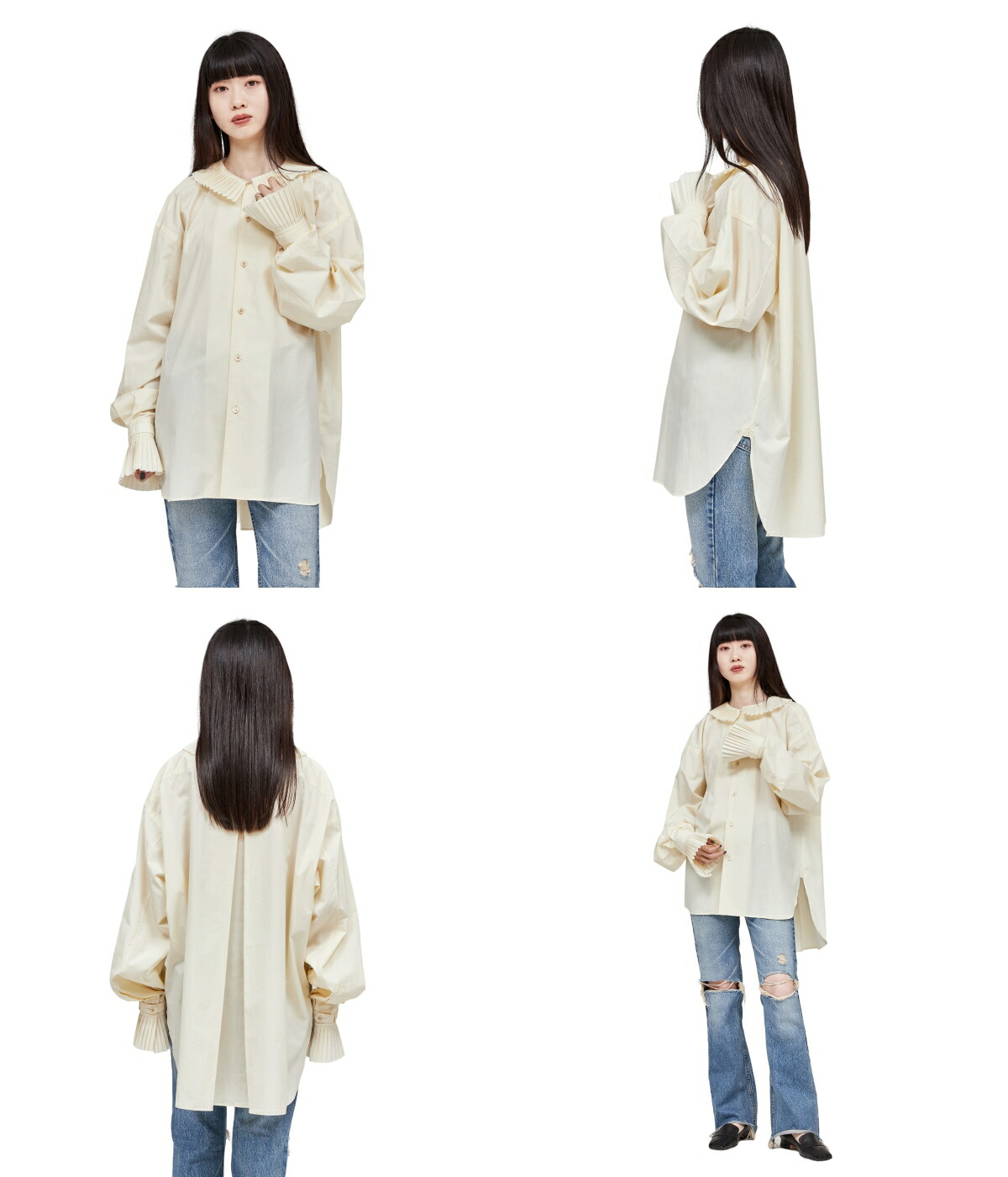 楽天市場】[送料無料]JUN MIKAMI : [レディース]プリーツカラーシャツ