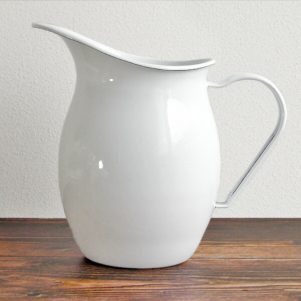 楽天市場】1~7営業日出荷 琺瑯製 ピッチャー ホーロー製 ホワイト 白