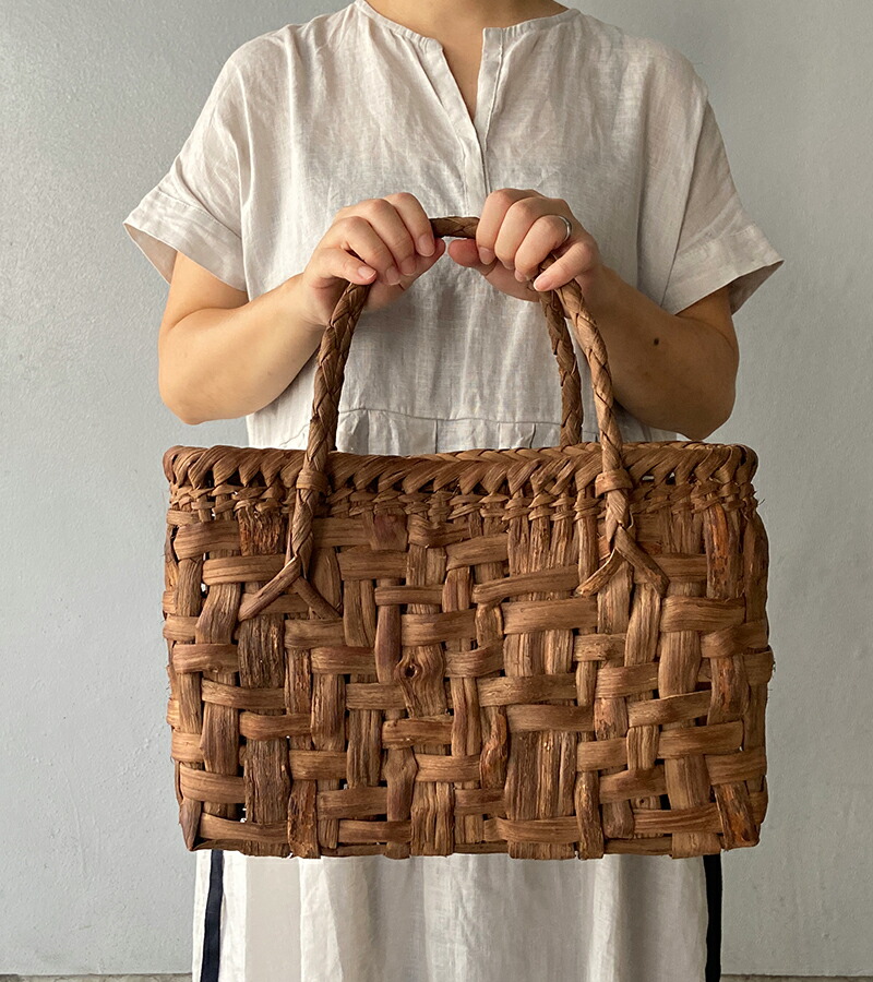 楽天市場】山葡萄かごバッグ 太網代（大）YB-99 長野県の里山で採れた