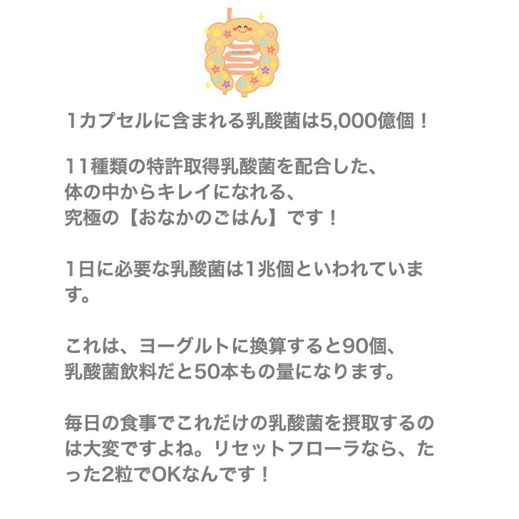 楽天市場】リセットフローラ プレミアム 90粒入り (1袋) 乳酸菌 菌数の