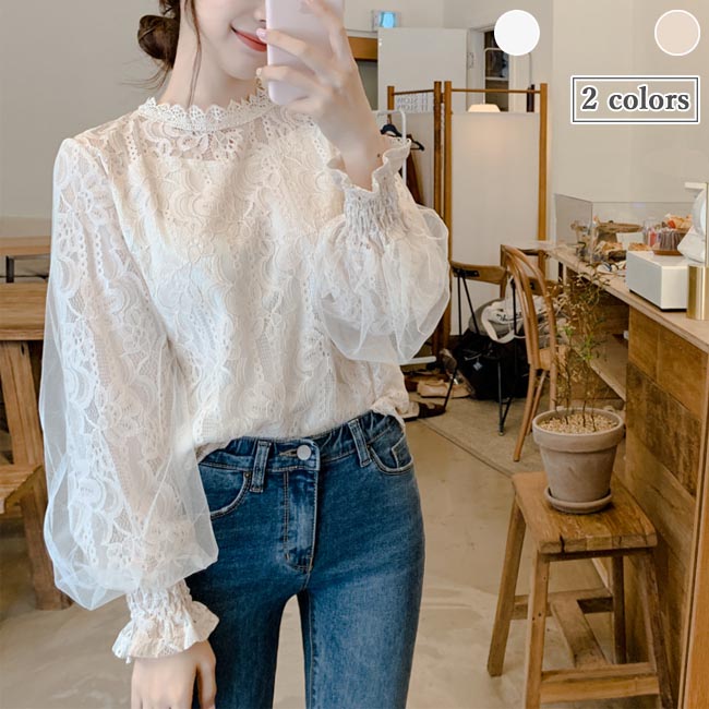 楽天市場】レースブラウス レディース ブラウス 長袖 チュールブラウス