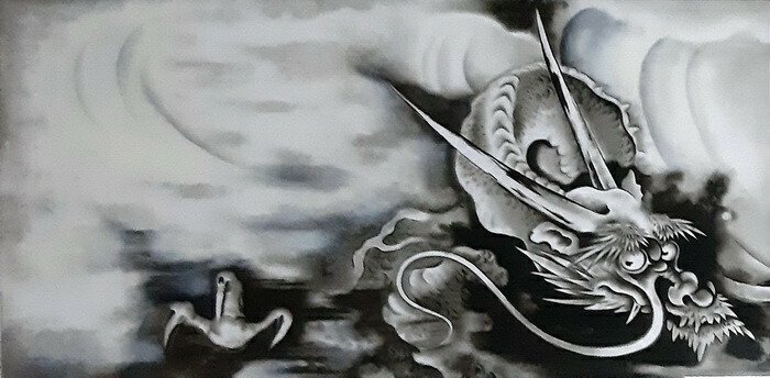 楽天市場】漆絵 海北友松の名作_雲龍図 nh349 : 絵画制作専門