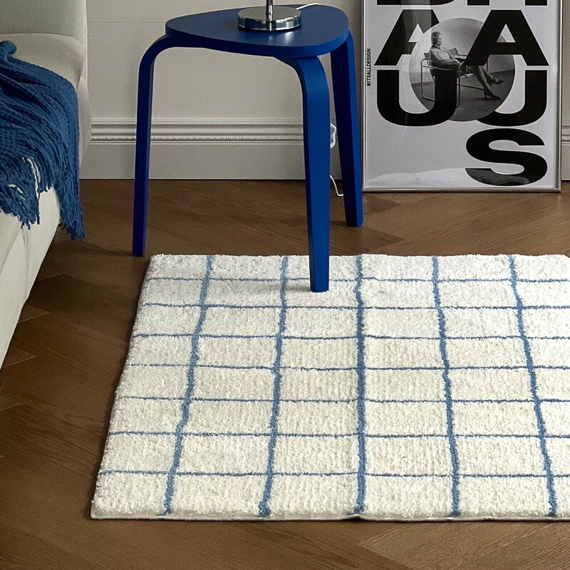楽天市場】ブルー グラフチェック ラグ 80×120cm【ART OF BLACK