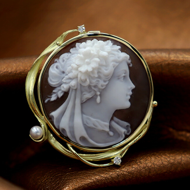 楽天市場】カメオ ブローチ ネックレス フローラ 立体彫刻のシェル