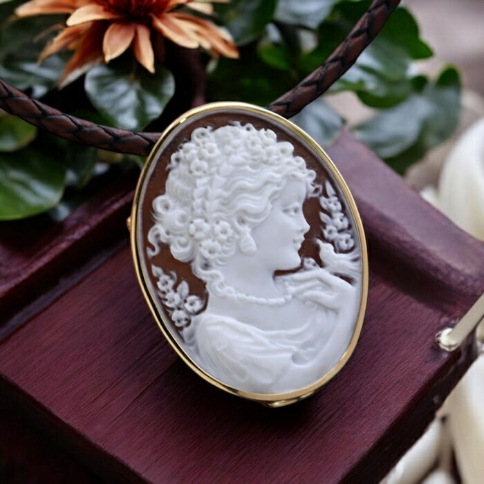 楽天市場】カメオブローチ&ネックレス 18金ゴールド枠付き シェル