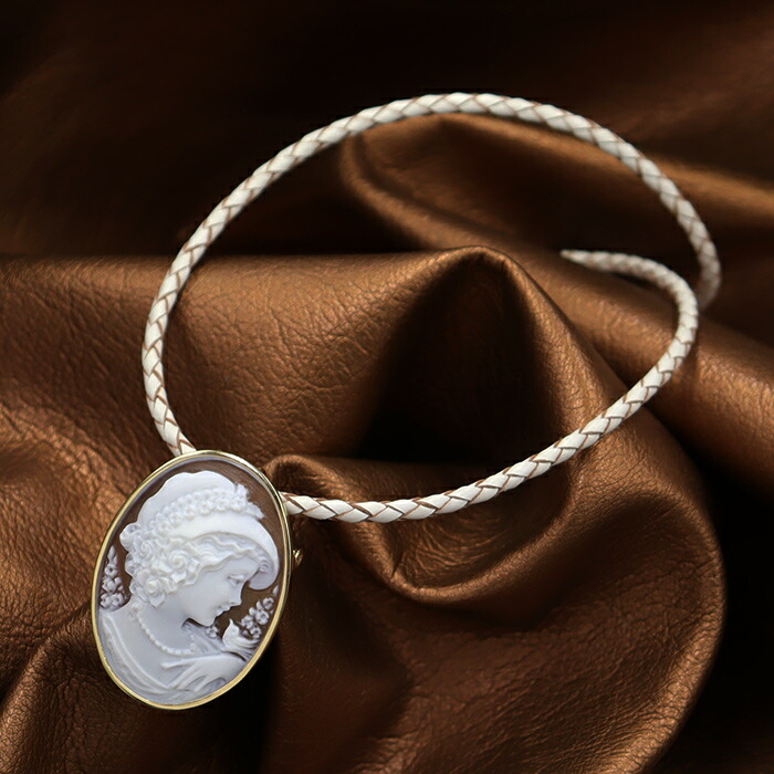 楽天市場】カメオ ブローチ ネックレス j18金枠付き 女性像のシェル