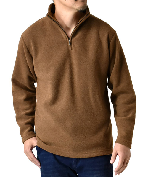 楽天市場】フリース ハーフジップ（カラーブラウン）（メンズ