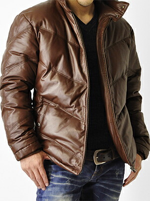 楽天市場】高級羊革ラム本革 リブ袖 レザーダウンジャケット メンズ