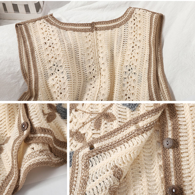 楽天市場】ニットベスト レディース 花柄 ベスト 春秋 刺繍 Vネック