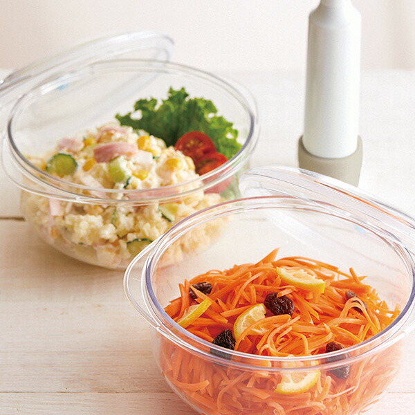 楽天市場】真空サラダボウルクリア（真空ポンプなし） 保存容器 フード