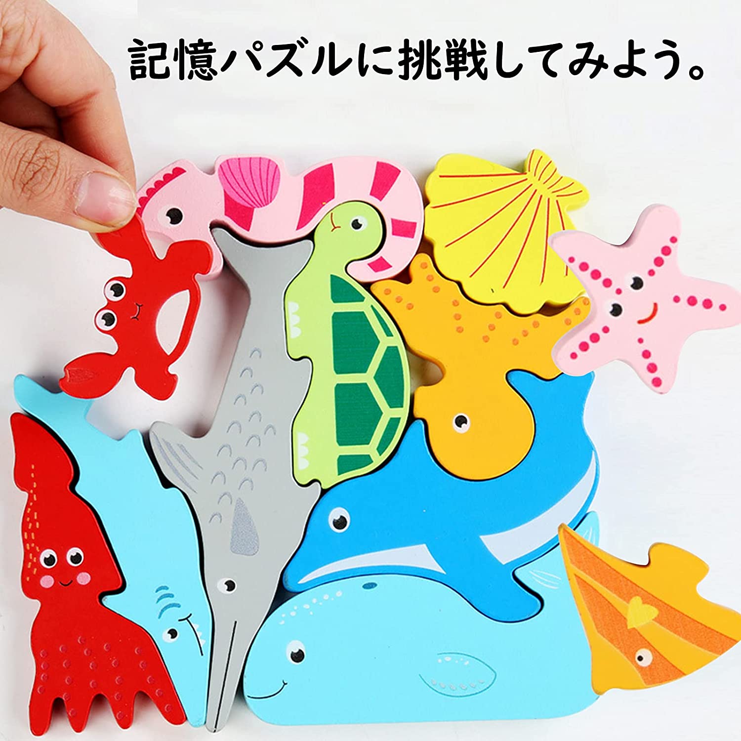 楽天市場】立体パズル 木製パズル 6種類 形合わせ 積み木おもちゃ 知育