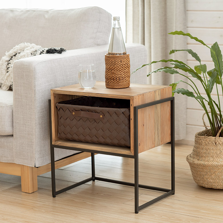 楽天市場】サイドテーブル ナイト テーブル ラック 木製 ウッド
