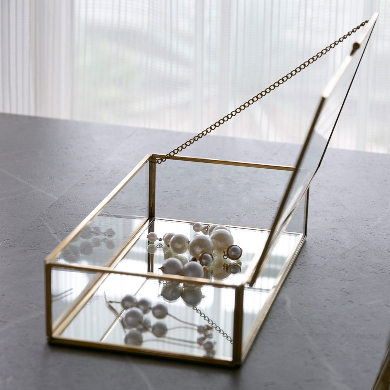 楽天市場】ガラスと真鍮 ジュエリーボックス ガラスボックス Brass