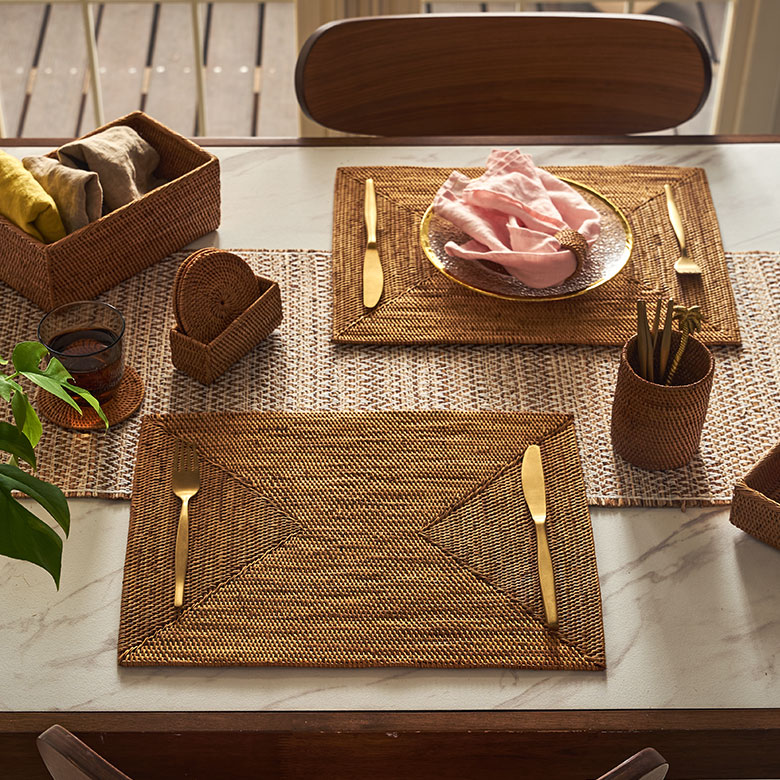 楽天市場】アタ製ランチョンマット バリ島産 スクエア型 ランチョン