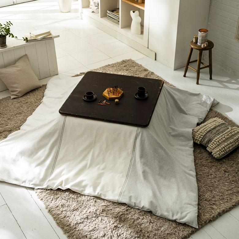 楽天市場】こたつ布団 正方形 綿 200 × 200cm ストライプ ホワイト