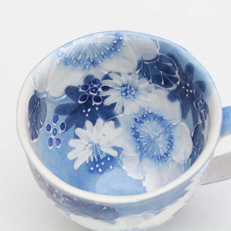 楽天市場】藍彩白絵花 マグ【瀬戸焼 和食器 食器 コーヒーカップ