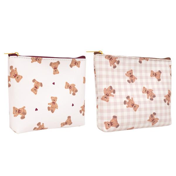 楽天市場】マチ付ポーチ 合皮 くま柄 12×16×マチ3cm ［柄指定不可