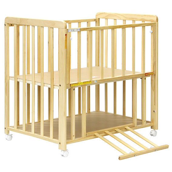 楽天市場】ヤトミ ミニベビーベッド ミミ 棚板付き ベビーベッド