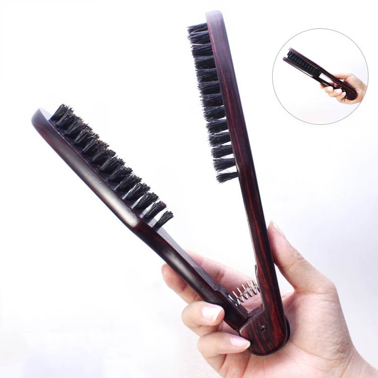 楽天市場】ツインブラシ ヘアブラシ 挟む 豚毛 ストレートブラシ